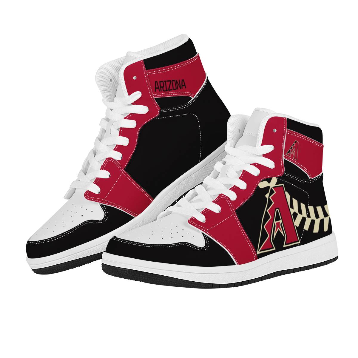 Men's Arizona Diamondbacks High Top Leather AJ1 Sneakers 002